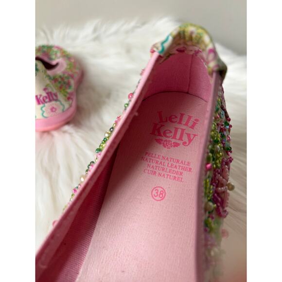 Unique Women's Lelli Kelly Floral Beaded Slip-On Low Heel Shoes- Size 38 (US 7.5 - Picture 8 of 11